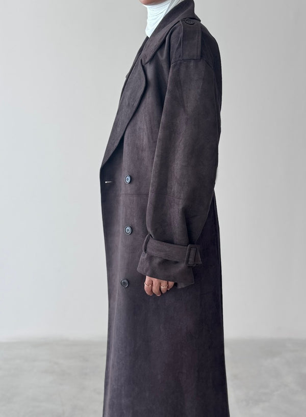 6 Buttons Suede Trenchcoat
