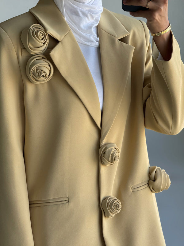 Women Blazer Coat 3D Flowers