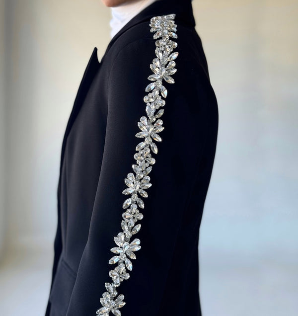 Beaded Rhinestone Blazer Pants Suits ملابس مجموعات كاملة