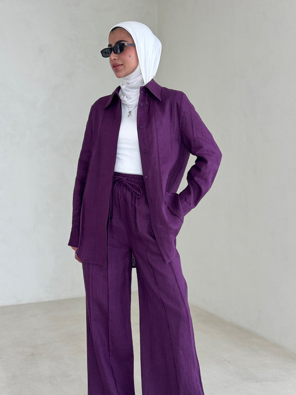 Loose Linen Shirt + Pants Sets