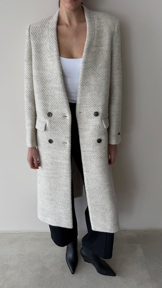 4 Black Buttoned Vneck Coat