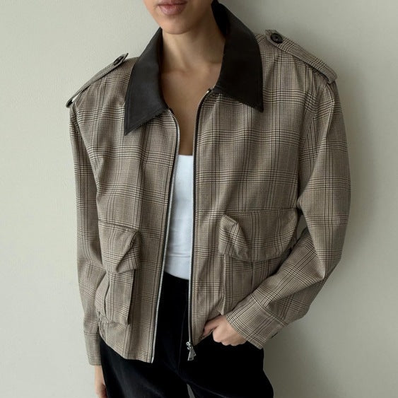 Short-length Checked Jacket