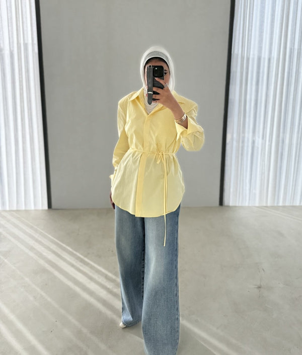 Solid Color Lace Up Shirt