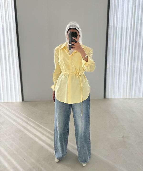 Solid Color Lace Up Shirt