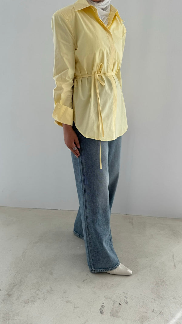 Solid Color Lace Up Shirt