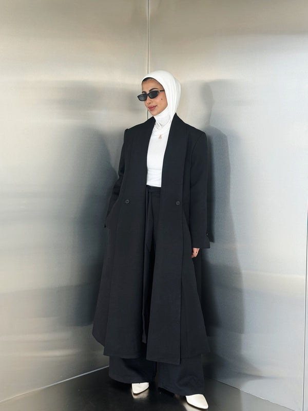 Wrap Belted Coat Pants Set
