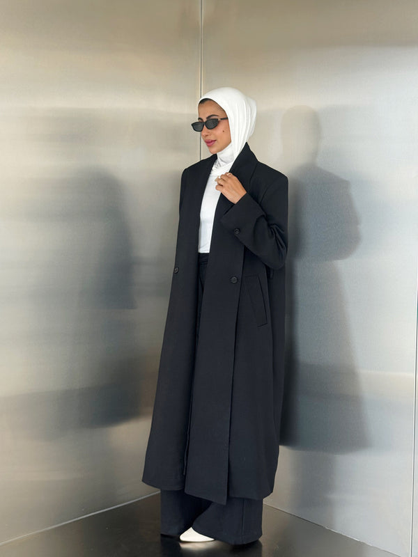 Wrap Belted Coat Pants Set