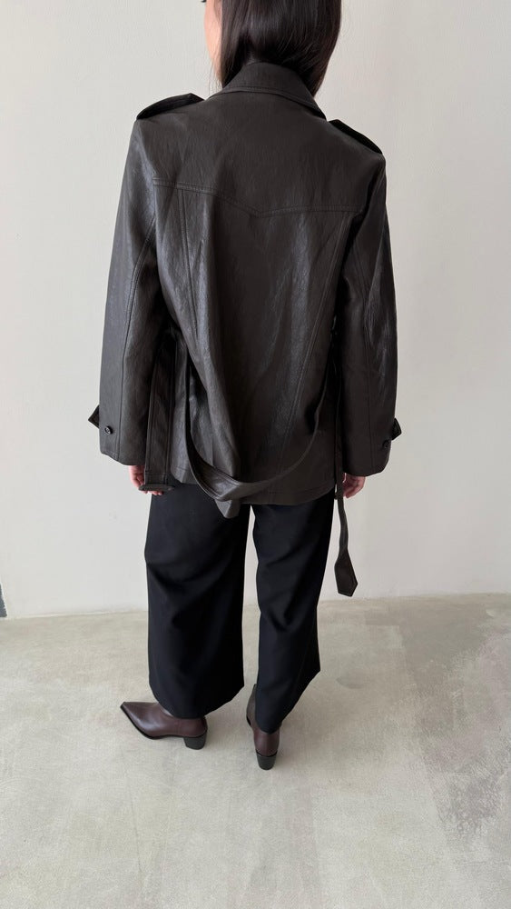 Short Trench Leather Jacket