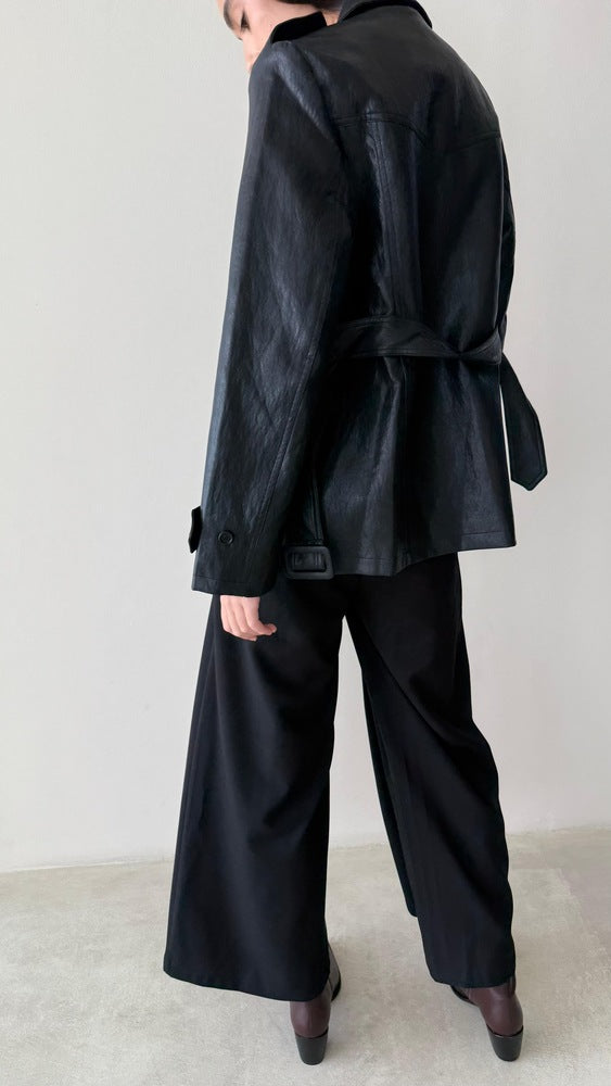 Short Trench Leather Jacket