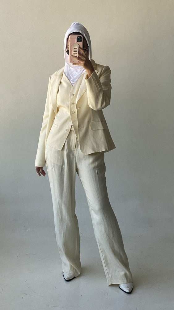 Women's Linen 3PC Vest Suit Set  مجموعة الكتان