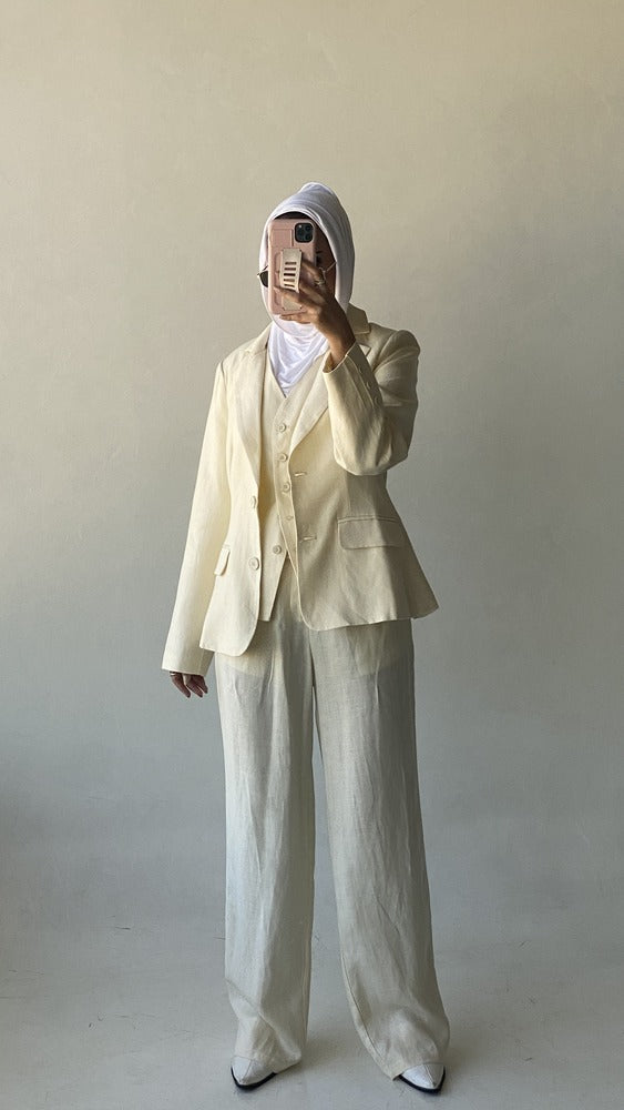 Women's Linen 3PC Vest Suit Set  مجموعة الكتان