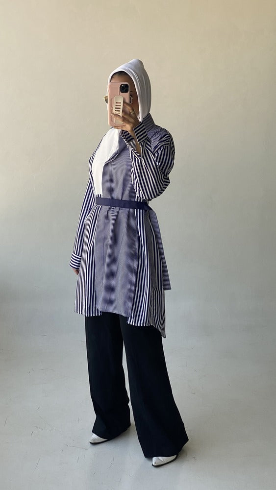 Patchwork  Loose Sashes  Shirt بلوزة