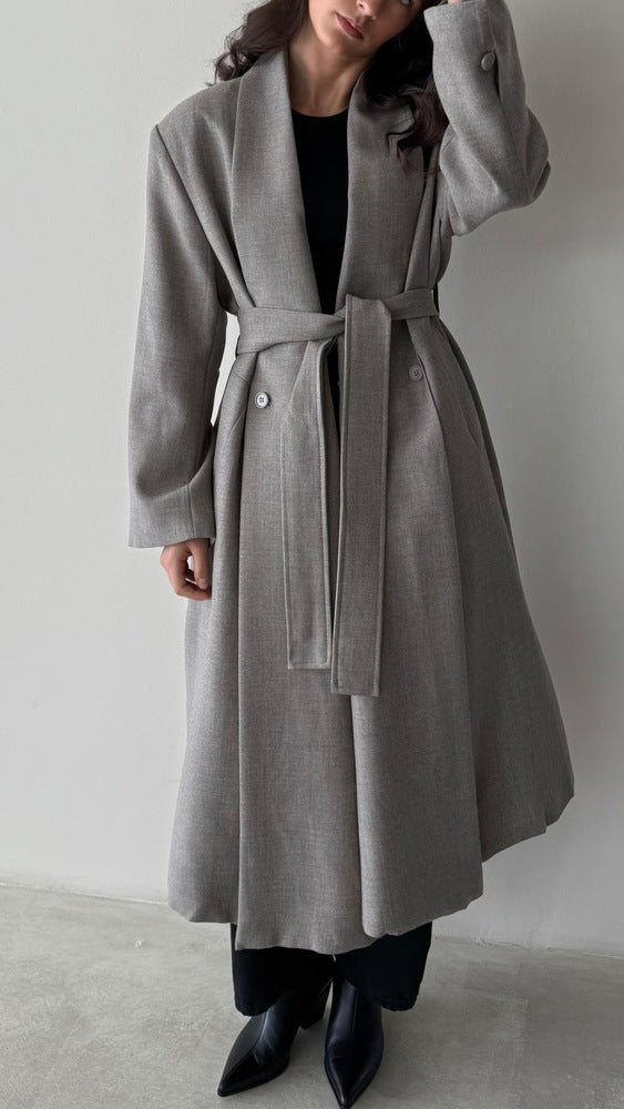 2 Side Buttoned Belted Coat