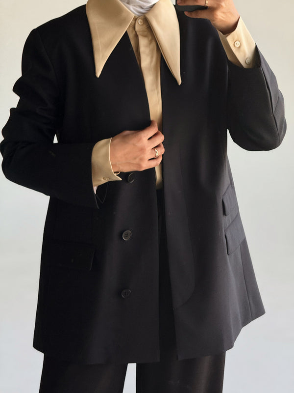 Round Collar Long Sleeves Suit