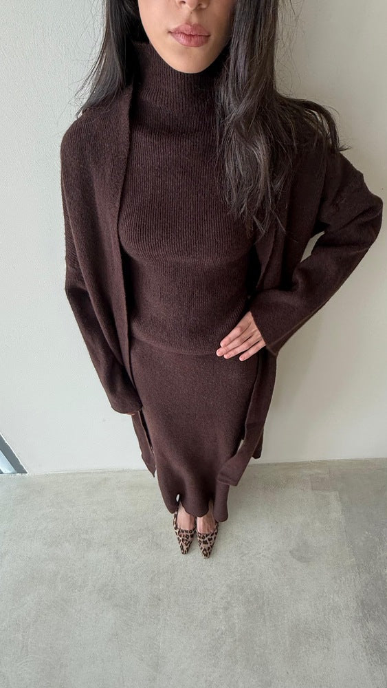 3PC Turtleneck Skirt Set
