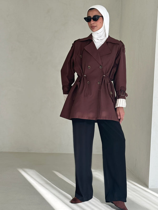 Waist Fitted Short Trench Coat