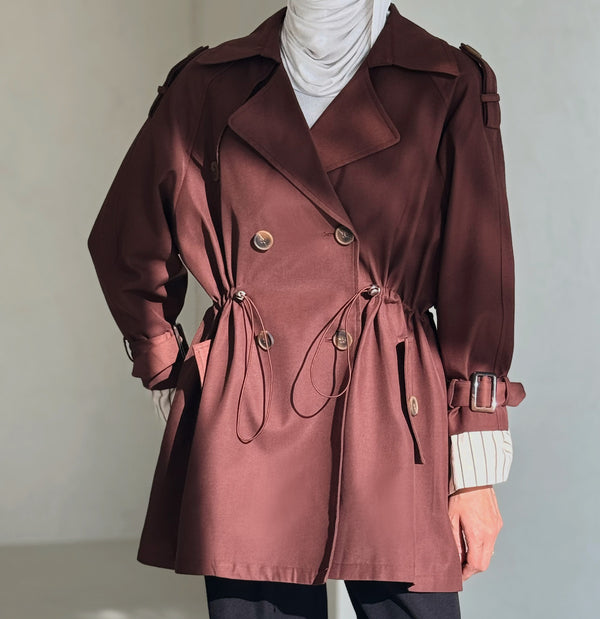 Waist Fitted Short Trench Coat