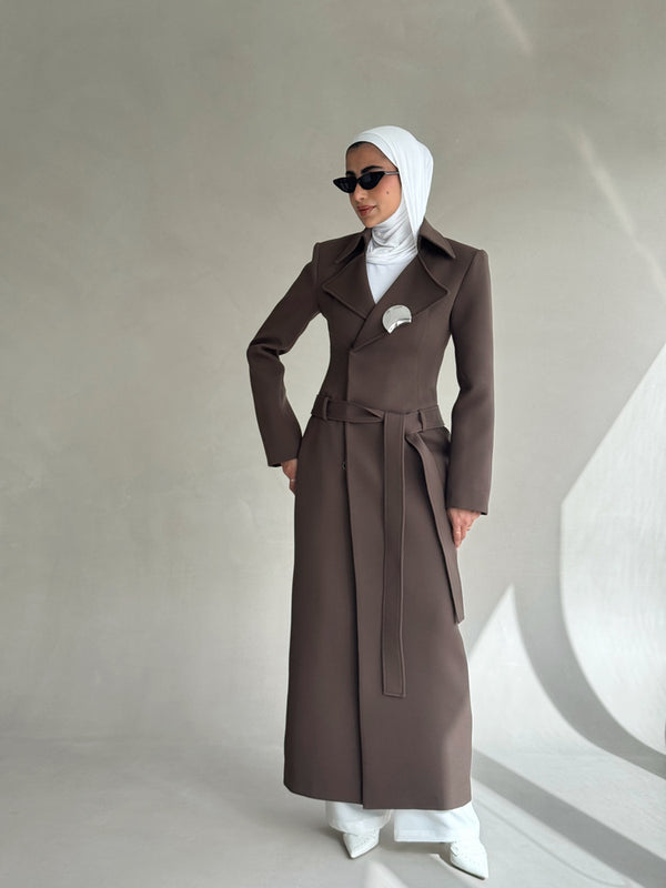 Waisted Metal Snap Belted Coat