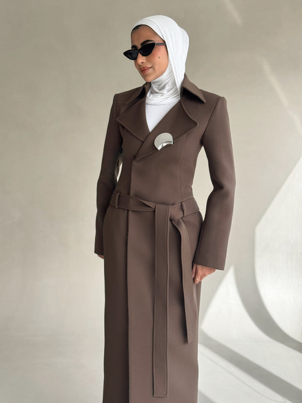 Waisted Metal Snap Belted Coat