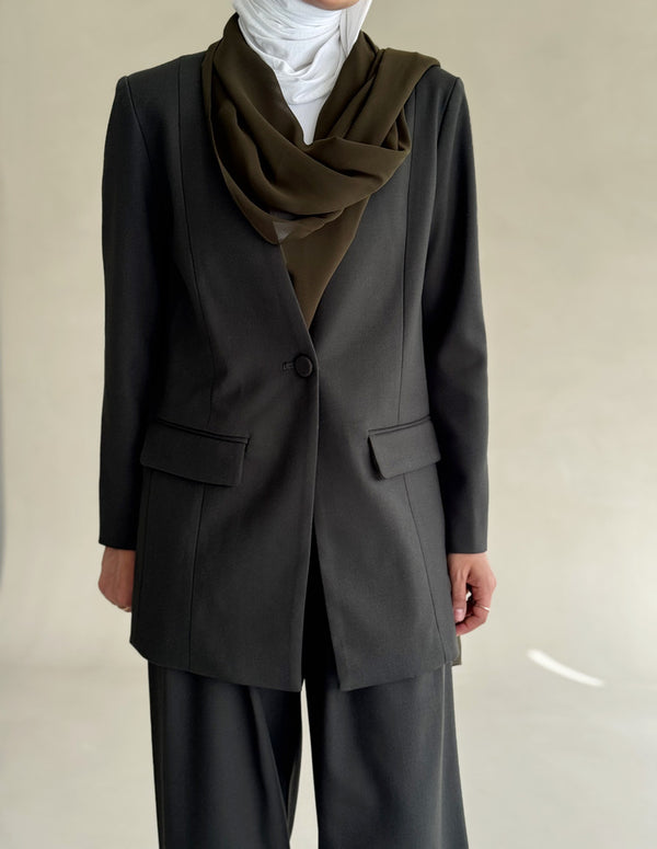 Scarf Neck Blazer Set 2PC