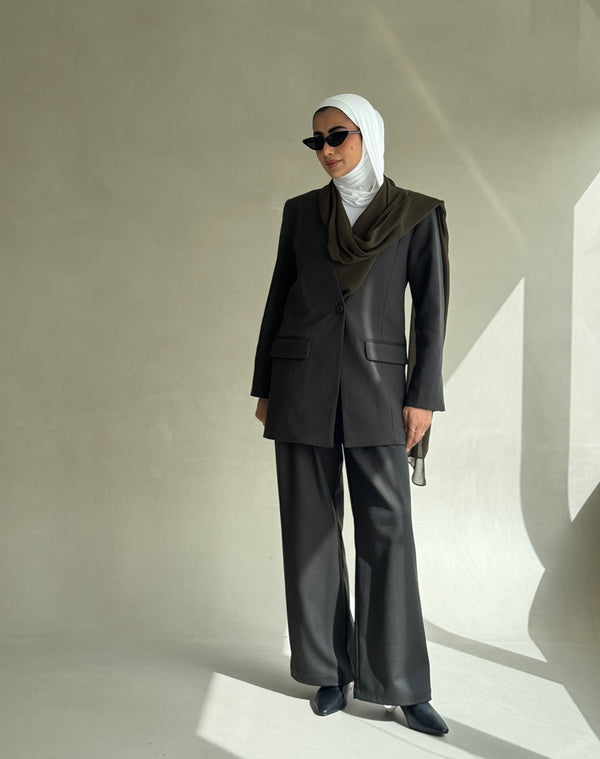 Scarf Neck Blazer Set 2PC
