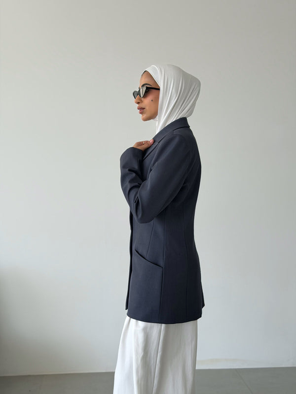 Double-Breasted Peak Lapel Blazer