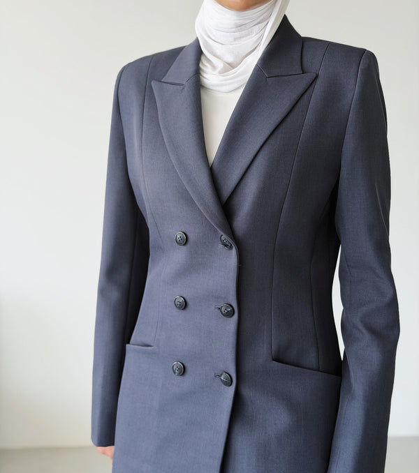 Double-Breasted Peak Lapel Blazer