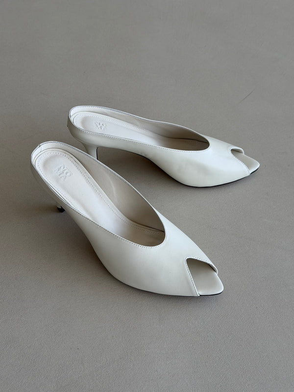 Peep-toe Heeled Mules