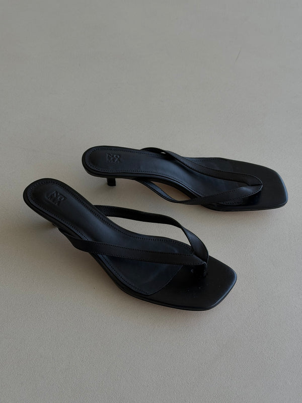 Leather Thong Heel Sandals
