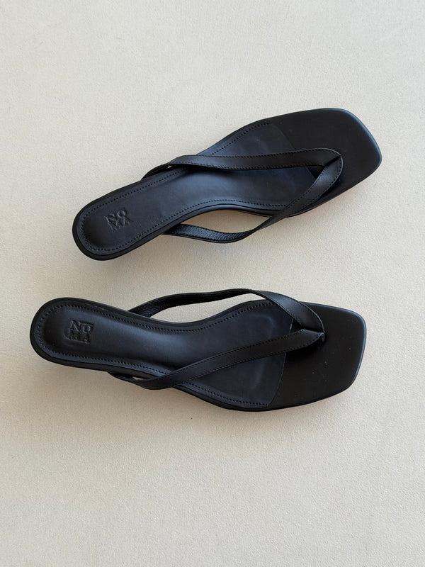 Leather Thong Heel Sandals