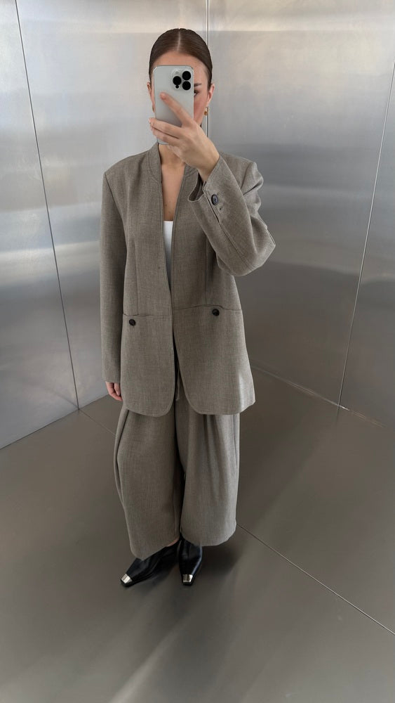 2-Button Designed Open Blazer Set