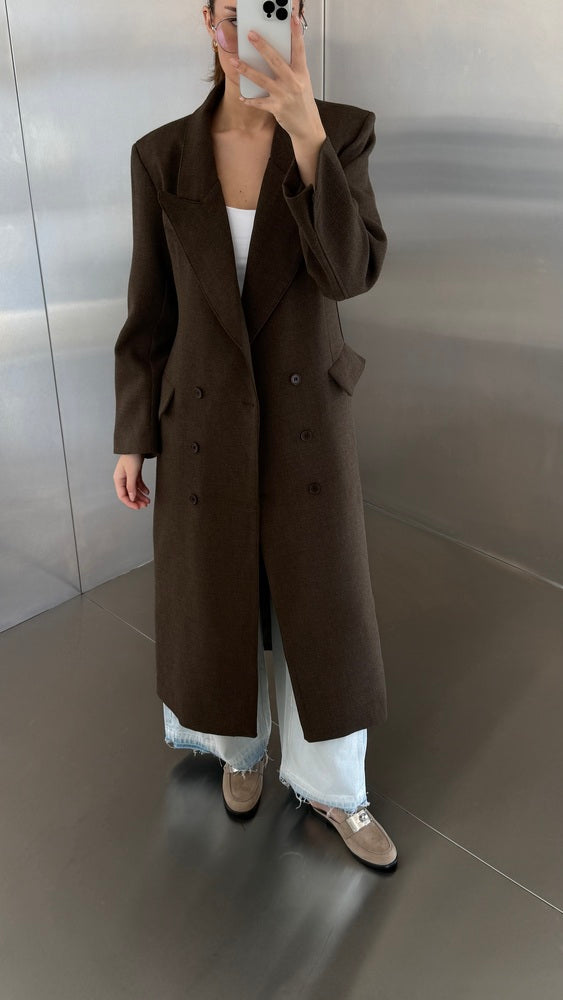 6 Buttons Thick  Waisted Long Blazer