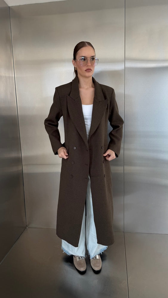 6 Buttons Thick  Waisted Long Blazer