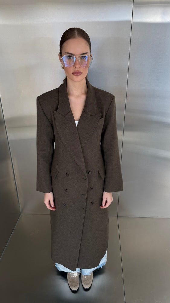 6 Buttons Thick  Waisted Long Blazer