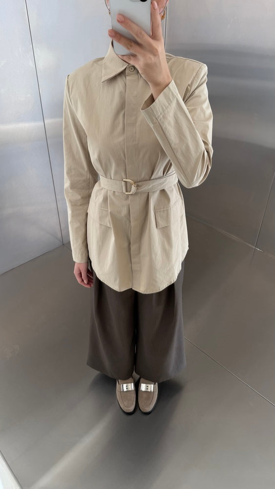 Golden Buckle Belted Shirt