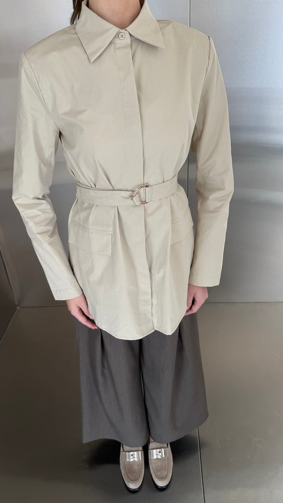 Golden Buckle Belted Shirt