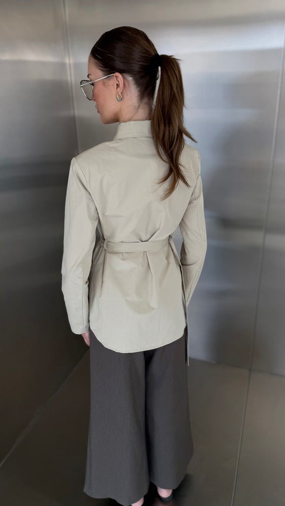 Golden Buckle Belted Shirt