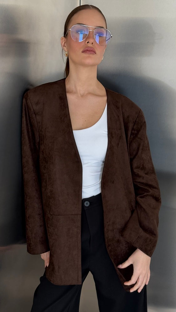 Open Suede Blazer