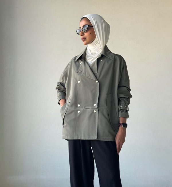 Short Loose Trench Coat السترات الخارجية / المعاطف الطويلة