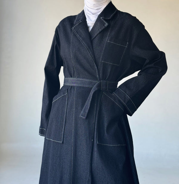 Belted Big Size Long Trench