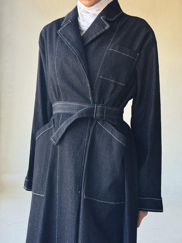 Belted Big Size Long Trench