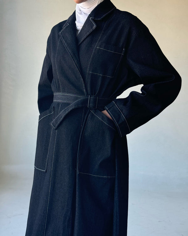 Belted Big Size Long Trench