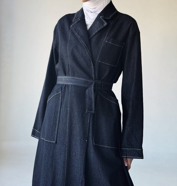 Belted Big Size Long Trench