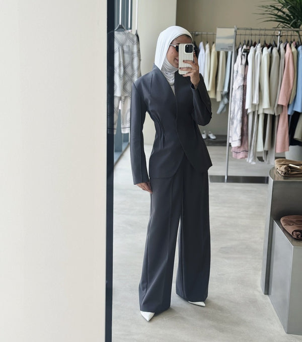 Waist Gathered Collarless Set