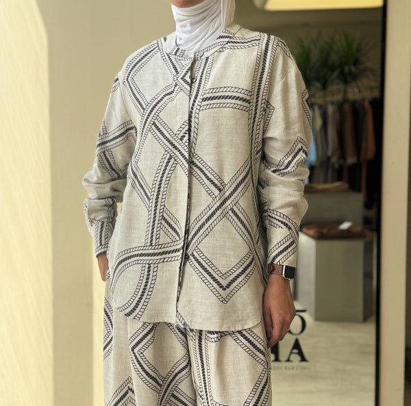 Rope Printed Design Linen Set