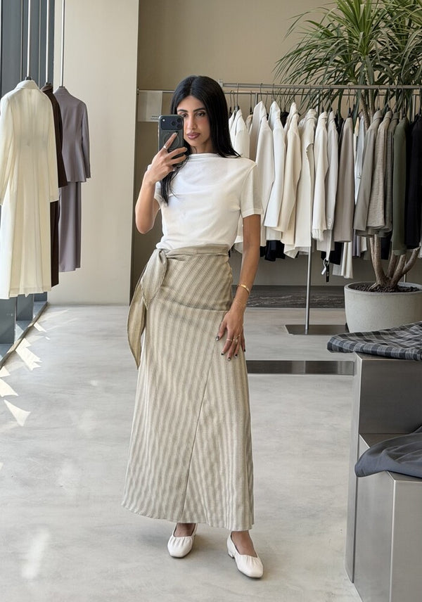 Stripe A-line Maxi Skirt