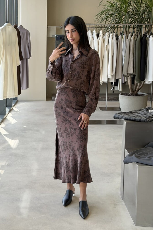 Floral Jacquard Skirt Set
