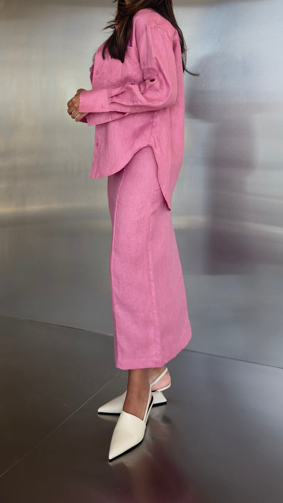 Pink Linen Casual Set