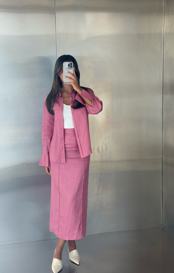 Pink Linen Casual Set