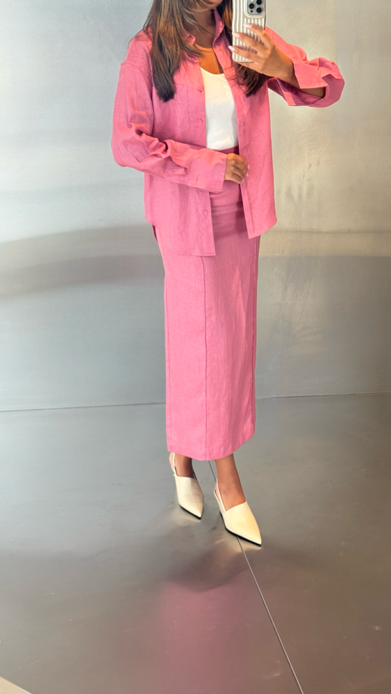 Pink Linen Casual Set